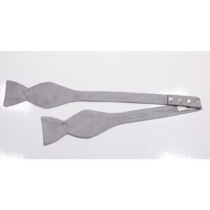 Carrot & Gibbs Gray Herringbone Silk Bow Tie Adjustable Made in Colorado USA